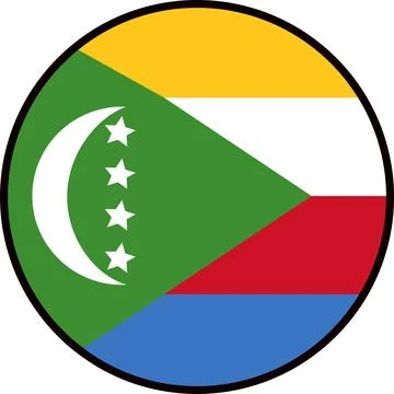 Flag of Comoros in circle. Comoros Round Country Flag. Circular Comorian Stock Illustration