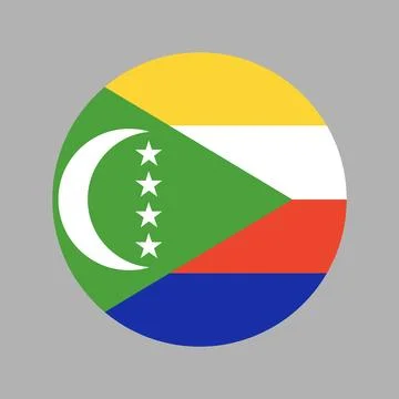 Flag of Comoros in circle shape. National Comoros flag round button. Stock Illustration