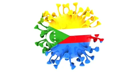 Flag of the Comoros on Seamless looping 3D animation of the Corona Virus Stock Footage 166462452