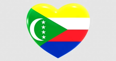 Flag of the Comoros on turning Heart 3D Loop Animation with Alpha Channel 4K UHD Stock Footage 168482755