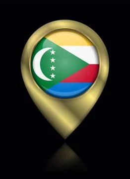 Flag of Comoros. Vector Sign and Icon. Location Symbol Shape. Gold Stock Illustration