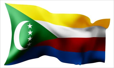 Flag of the Comoros waving in the wind. イラスト素材