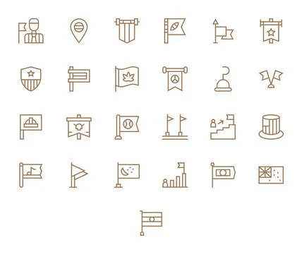 Flag Complete Vector Package with 25 256x256 Regular Line Detail Enhanced Ico 库存插图