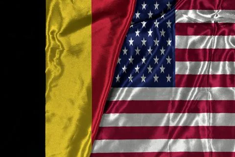 Flag Composition With Belgian And American Flags Intertwined In A Draped Fabric  Stock Photos