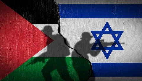 Flag concept, war between israel and palestine Stock Photos