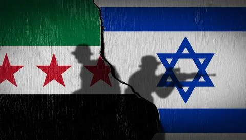 Flag concept, war between syria and Israel. Stock Photos