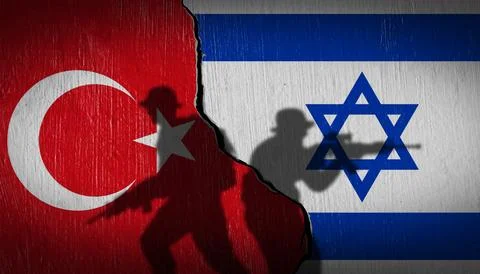 Flag concept, war between Turkey and israel. Stock Photos