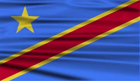 Flag of Congo Democratic Republic with old texture. Stock Illustration