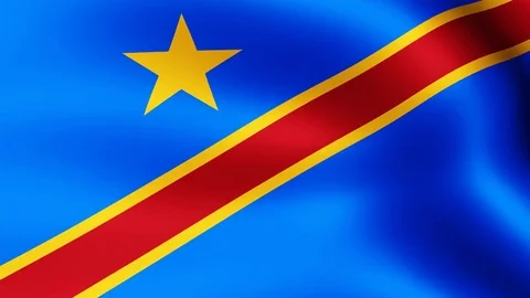 Flag of Congo, fluttering in the wind. 3D rendering. Looping video. 스톡 동영상 77528901