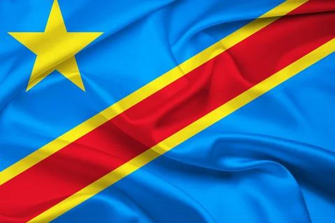 Flag Of Congo-Kinshasa, Congo-Kinshasa flag, National flag of Congo-Kinshas.. Stock Illustration