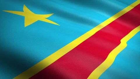 Flag of the Congo. Realistic waving flag 3D render illustration with highly Stock Illustration