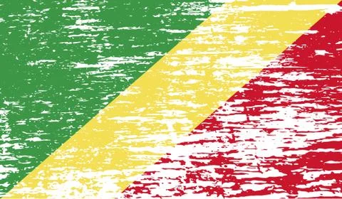 Flag of Congo Republic with old texture. Stock Illustration