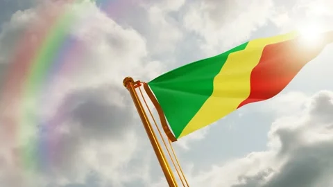 Flag of Congo Waving, Realistic Animation, 4K UHD 60 FPS Slow-Motion Stock Footage 132442146