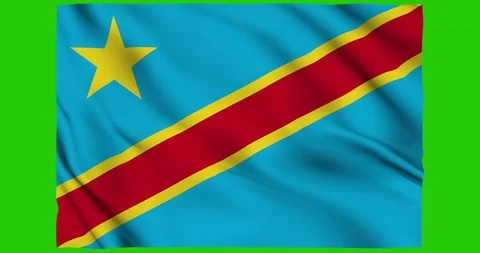 Flag of Congo waving on a samless loop over an easily removable background Stock Footage 98371191