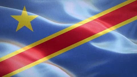 Flag of Congo waving in the wind. 3D Waving flag design. Stock Illustration