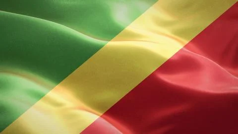 Flag of Congo waving in the wind. 3D Waving flag design. Stock Illustration