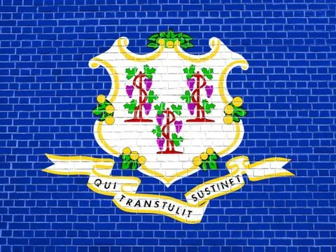 Flag of Connecticut, brick wall texture background イラスト素材
