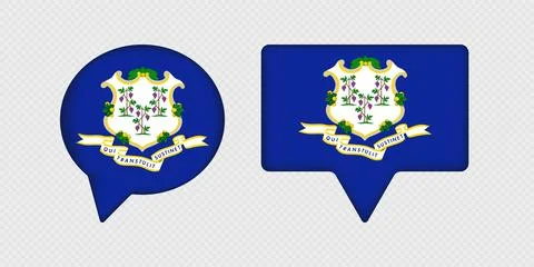 Flag of Connecticut State in Speech Bubble. Illustrazione stock