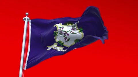 Flag of Connecticut US State waving flag animation on a green screen Stock Footage 296868729