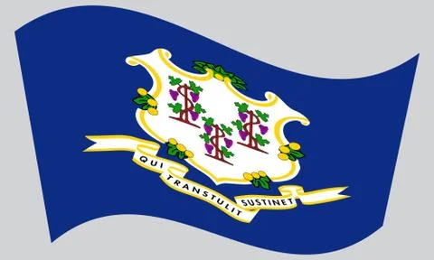 Flag of Connecticut waving on gray background Stock Illustration