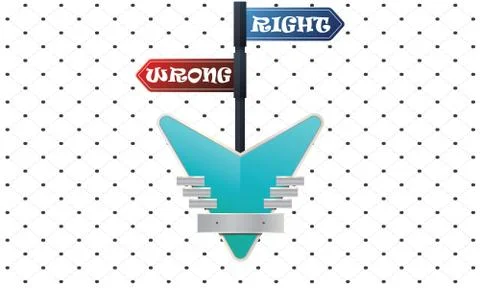 Flag contains right or wrong with accurate direction Illustrazione stock