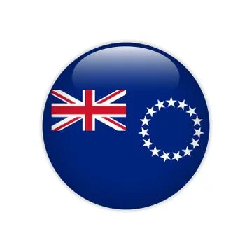 Flag of Cook Islands button Stock Illustration