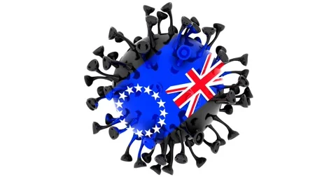 Flag of the Cook Islands on Seamless looping 3D animation of the Corona Virus Stock Footage 166461658
