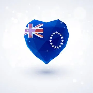 Flag of Cook Islands in shape diamond glass heart. Triangulation style 库存插图