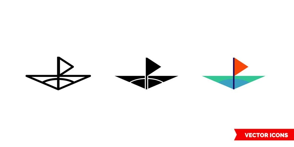 Flag in corner icon of 3 types. Isolated vector sign symbol. Stock Illustration
