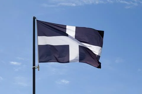 Flag of Cornwall waving Stock Photos