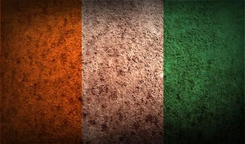 Flag of Cote divoire with old texture. Vector Stock Illustration
