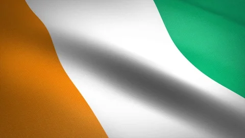 Flag of Cote d'Ivoire. Waving flag with highly detailed fabric texture seamless Stock Footage 121685117
