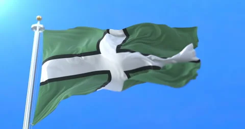 Flag of the county town of Devon or Devonshire in England. Loop Stock Footage 95754749