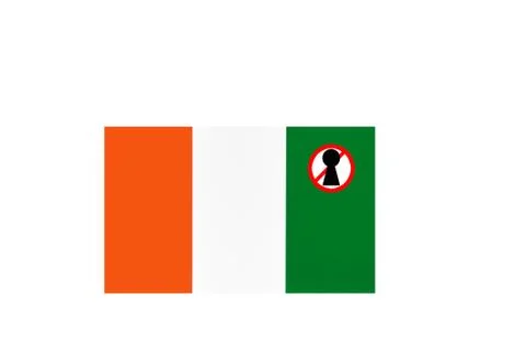 Flag with covid 19 warning Stock Illustration