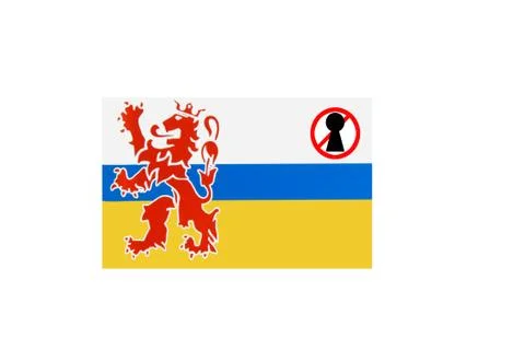 Flag with covid 19 warning Stock Illustration