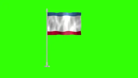 Flag of Crimea, Pole flag of Crimea on Green screen chroma key, Crimea 3D A.. Stock Footage 264119919
