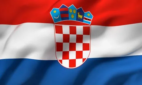 Flag of Croatia blowing in the wind Stock Illustration