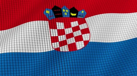 Flag of Croatia is developing waves. Looped. Full HD 1080. Stock Footage 55157599
