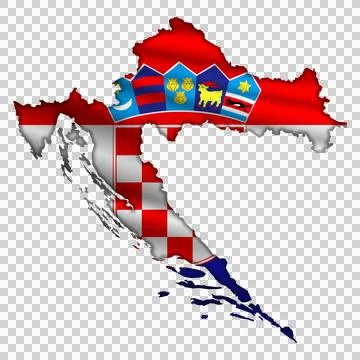 Flag Croatia in the form of a map Stock Illustration