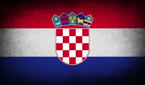 Flag of Croatia with old texture. Vector Stock Illustration