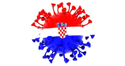 Flag of Croatia on Seamless looping 3D animation of the covid-19 Corona Virus Video stock 166461708