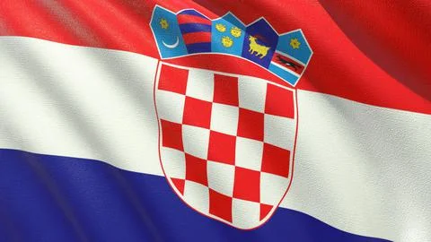 Flag of Croatia waving in the wind 3d-rendering Stockillustratie
