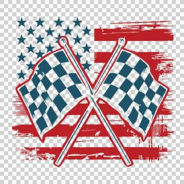 Flag Crossed Checkered Racing Flags black white symbol Stock Illustration