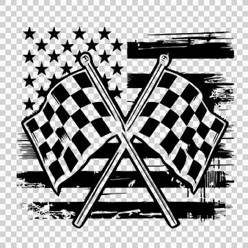 Flag Crossed Racing Flags With Background checkered Stock Illustration