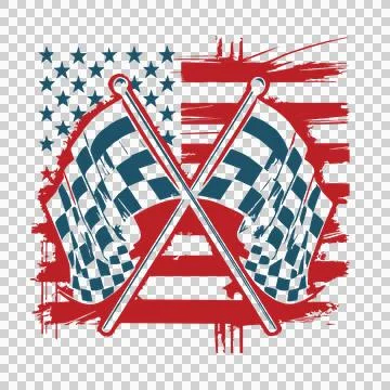 Flag Crossed Racing Flags Us crossing checkered stars and Stock Illustration