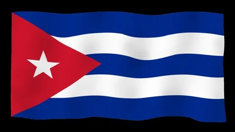 Flag of Cuba, 60 fps, slow motion, lopped, alpha channel Stock Footage 100536266