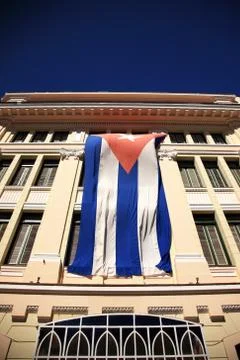 The flag of cuba on a building Stock Photos