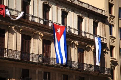 Flag of Cuba on a building Foto stock