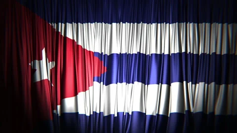 Flag of Cuba as the curtain realistic 3D animation 스톡 동영상 144041680
