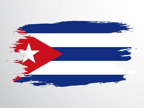 The flag of Cuba is drawn with a brush Stock Illustration